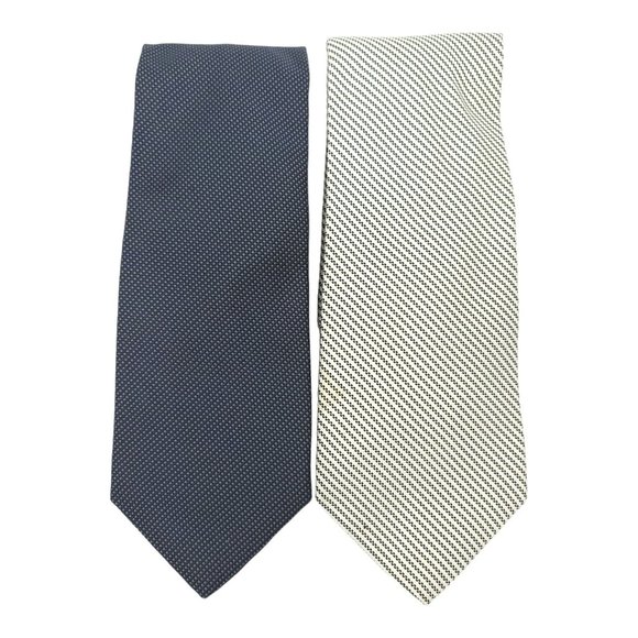 Tommy Hilfiger Silk Ties Black Pin Dot Gray Stripe USA Made Lot of 2 - Picture 3 of 10